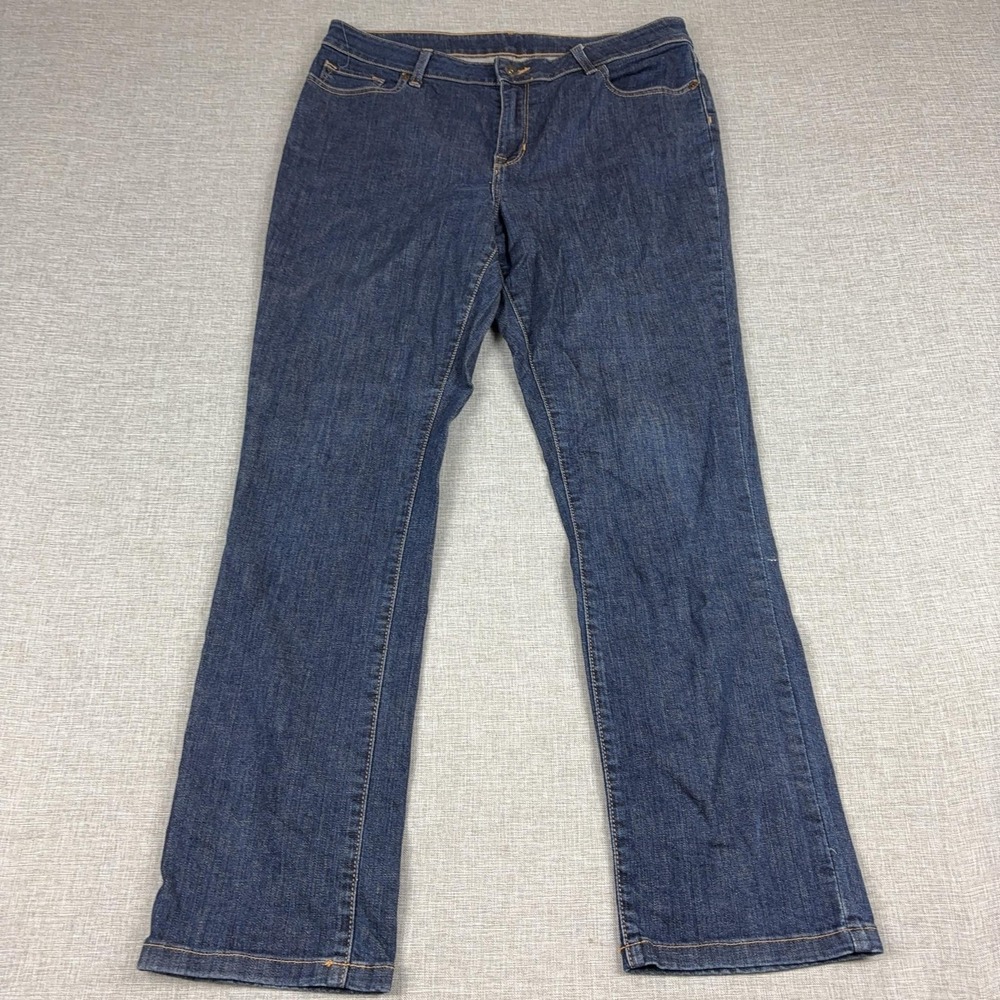 L.L.Bean Jeans‎ Womens 14 Blue Medium Wash Favorite Fit Straight Stretch Denim